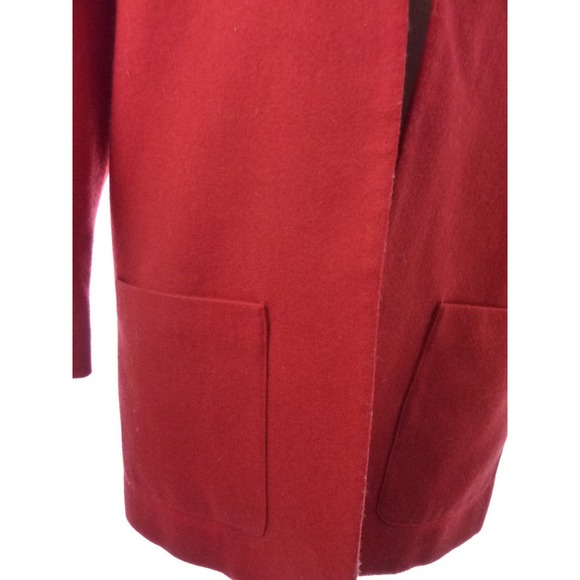 Vintage 80s Womens Business Red Wool Clutch Coat Open Jacket M L - Picture 4 of 5